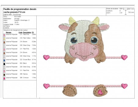 Instant download machine embroidery cow to customize for boy