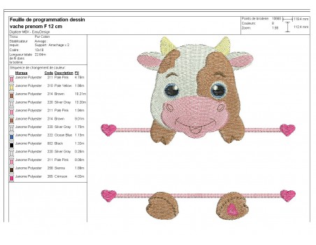 Instant download machine embroidery cow to customize for boy