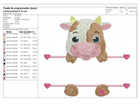 Instant download machine embroidery cow to customize for boy