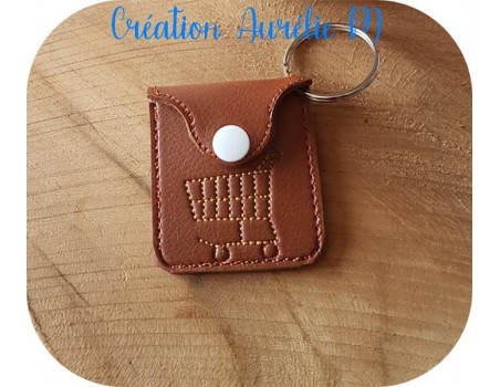 Motif de broderie machine porte clé étui  jeton caddie  ITH