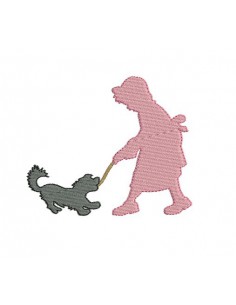 Motif de broderie fille avec son chien