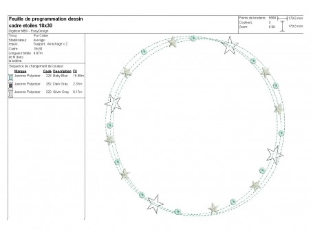 Motif de broderie machine cadre étoiles