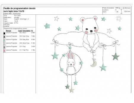 Instant download machine embroidery rabbits on a cloud