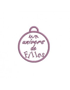 Motif de broderie médaille univers de filles