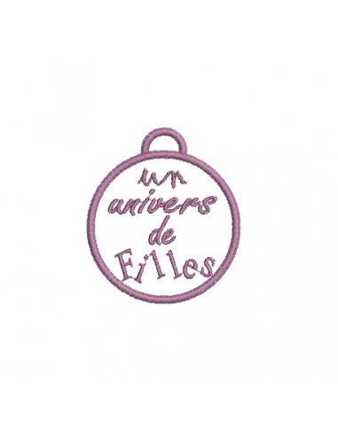 Motif de broderie médaille univers de filles