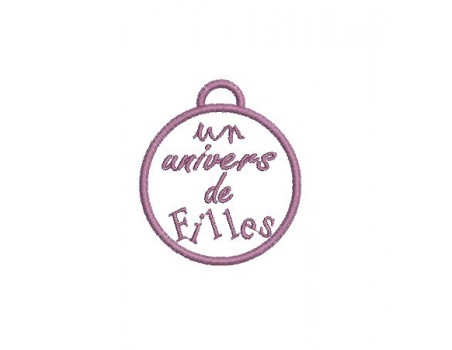 Motif de broderie médaille univers de filles