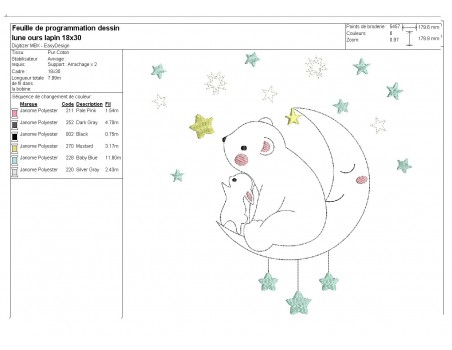 Instant download machine embroidery rabbit and bear  on a cloud