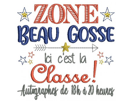 Motif de broderie machine  zone beau gosse