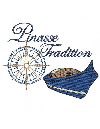 Motif de broderie machine  pinasse tradition