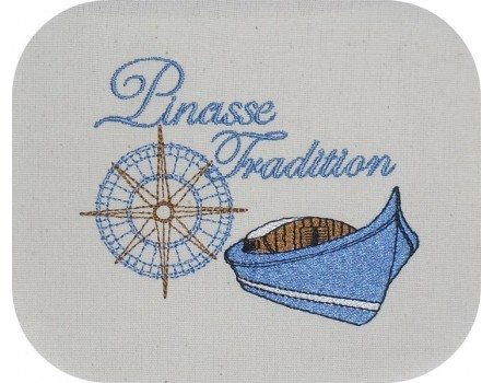 Motif de broderie machine  pinasse tradition