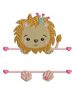 Motif de broderie machine  lion prénom fille