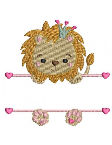 Motif de broderie machine  lion prénom fille