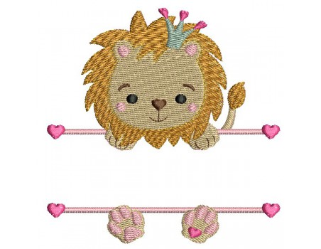 Motif de broderie machine  lion prénom fille