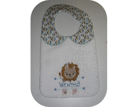 Instant downloads machine embroidery design machine  ITH  bib customizable  lion for girl