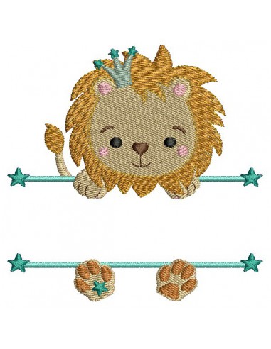 Motif de broderie machine  lion prénom garçon