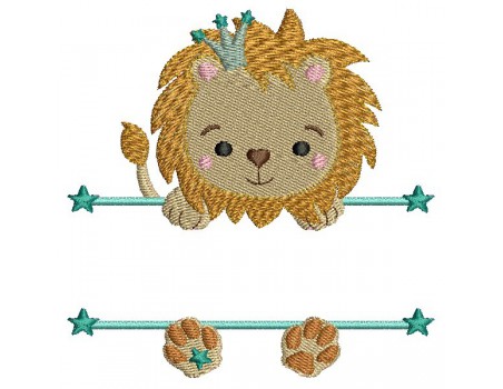 Instant download machine embroidery  lion to customize for girl