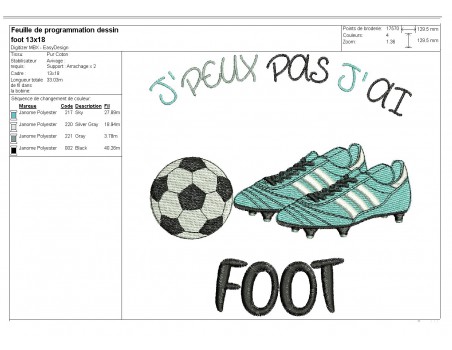 Instant download machine embroidery design I can't football