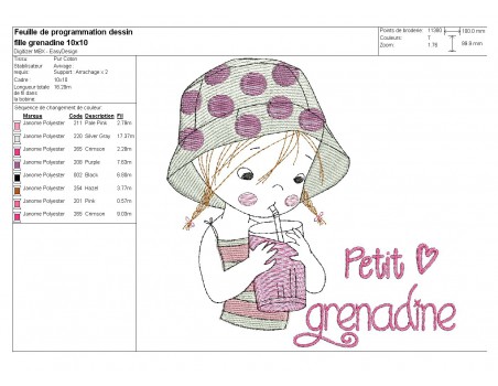 Instant download machine embroidery design  little girl doing the cooking