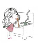 Instant download machine embroidery design  little girl cooking