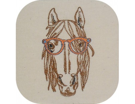 Motif de broderie machine cheval avec lunettes