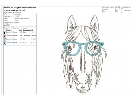 Instant download machine embroidery  unicorn with his glasses and mylar horn