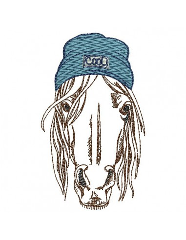 Motif de broderie machine cheval avec bonnet