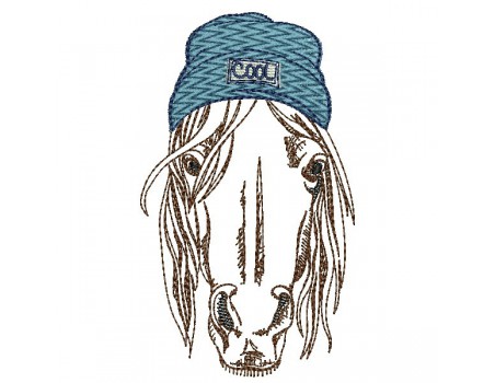 Motif de broderie machine cheval avec bonnet