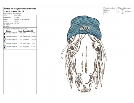 Instant download machine embroidery  horse  with his glasses