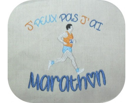 Motif de broderie machine j'peux pas j'ai  marathon