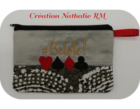 Motif de broderie machine ITH  trousse  belote