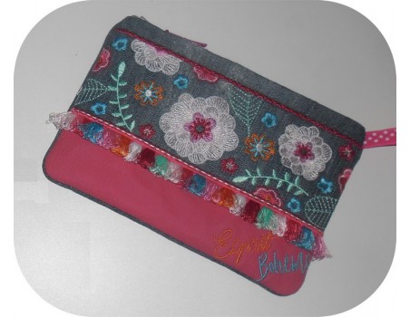 Motif de broderie machine ITH trousse bohème