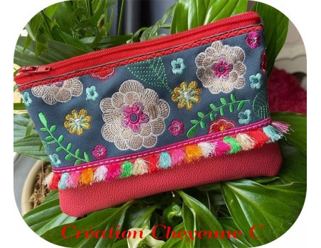 Motif de broderie machine ITH trousse bohème