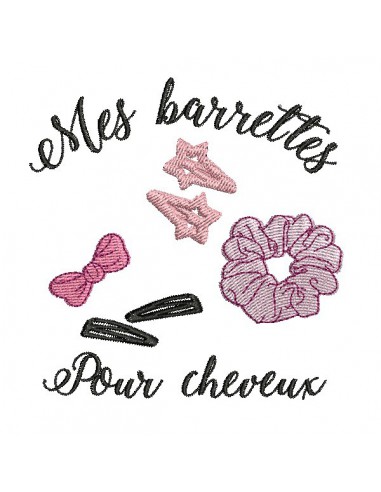 Motif de broderie machine mes   barrettes  pour cheveux