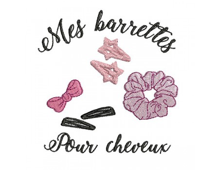 Motif de broderie machine mes   barrettes  pour cheveux