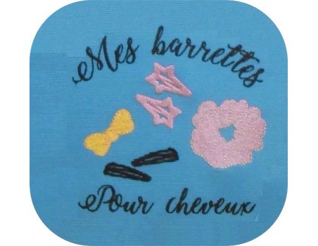 Motif de broderie machine mes   barrettes  pour cheveux