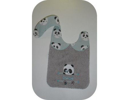 Motif de broderie machine ITH  Bavoir panda prénom garçon