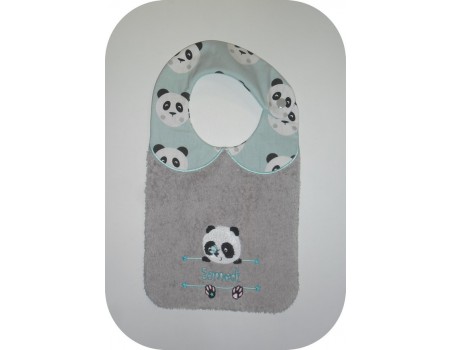 Motif de broderie machine ITH  Bavoir panda prénom garçon