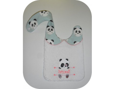 Instant downloads machine embroidery design machine  ITH  bib customizable  panda  for boy