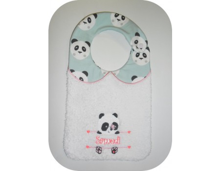 Instant downloads machine embroidery design machine  ITH  bib customizable  panda  for boy