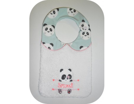 Motif de broderie machine ITH  Bavoir panda prénom fille