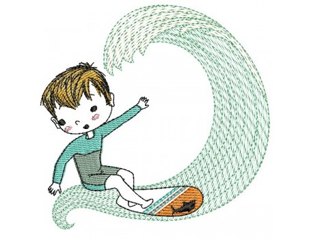 Embroidery design boy and toy dinosaur