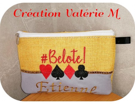 Motif de broderie machine ITH  trousse  belote