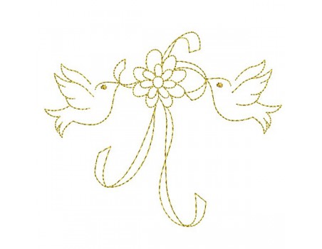 Instant download machine embroidery Doves with wedding rings