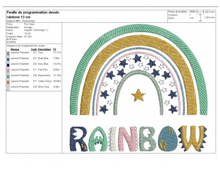 Machine  Embroidery design Rainbow boho