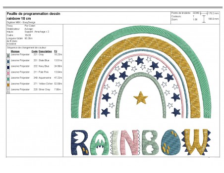 Machine  Embroidery design Rainbow boho