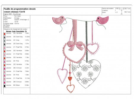 motif de broderie guirlande de coeurs