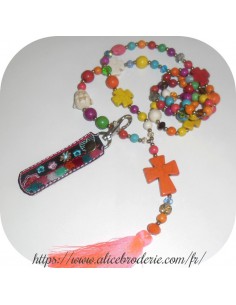 Instant download machine embroidery ith long keychain with pompoms