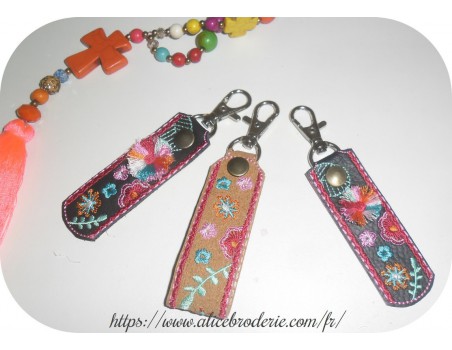 Instant download machine embroidery ith long keychain with pompoms