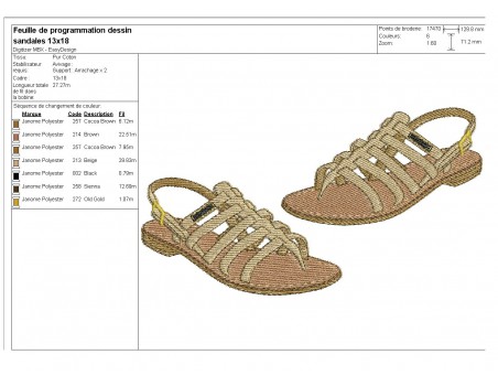 Instant download machine embroidery design redwork sandals