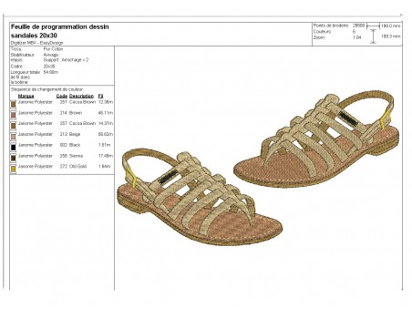 Instant download machine embroidery design redwork sandals